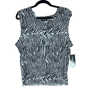 Notations VTG NWT Zebra Print Tank Top‎ Sleeveless Pleated Blouse Size XL chic